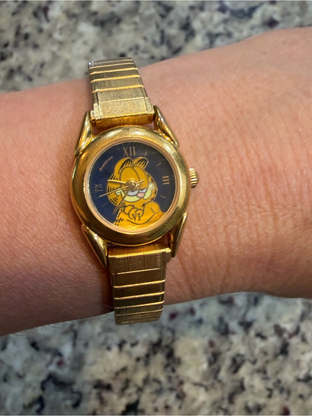Vintage Armitron Garfield Watch Gold Tone Womens Spiedel Expansion Band-Running